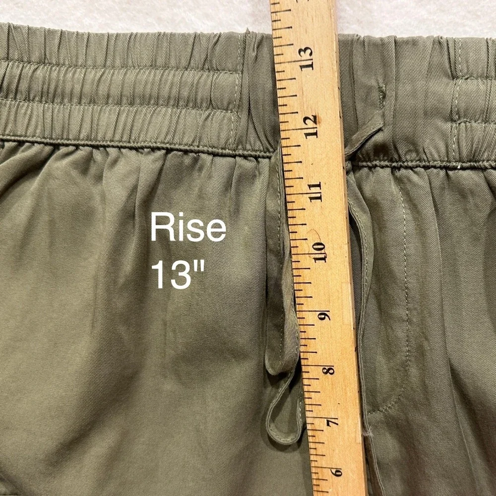 Blue Velvet Cargo Jogger Pants Women Large Olive Green Elastic Waist Drawstring